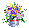 flowers in watering can